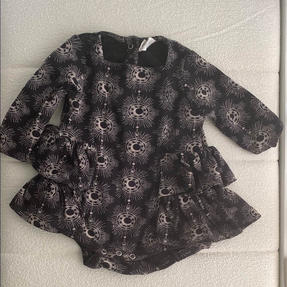Kate Quinn black & White Celestial double ruffle ballerina 100 organic cotton